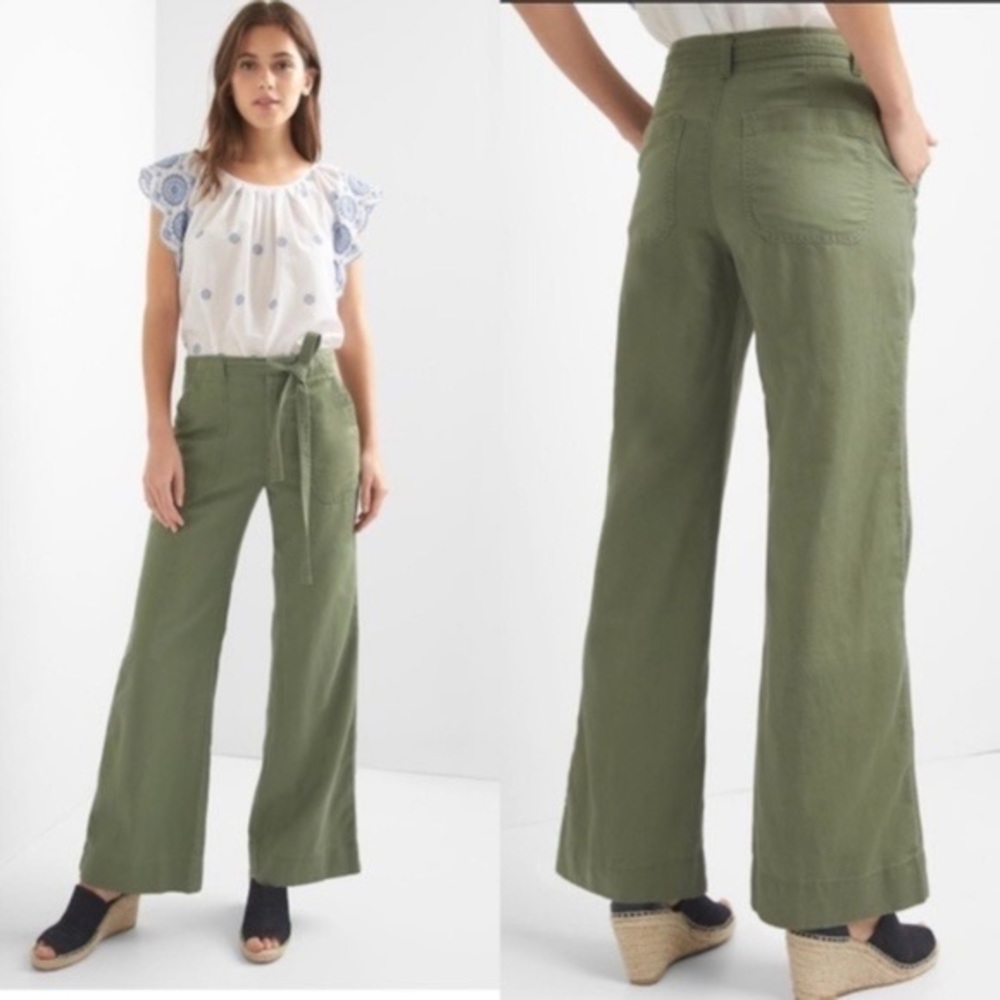 Wide leg linen pants